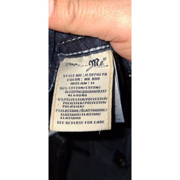 Miss Me Jeans Women's Size 25x31 Signature Straight Dark Wash Bling Flap Pocket - Picture 4 of 4